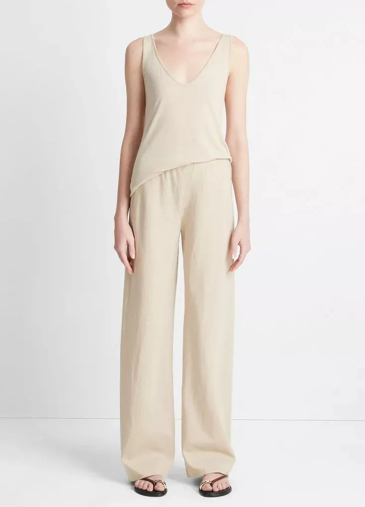 Cotton-Blend High-Waist Bias Pant - White Oak