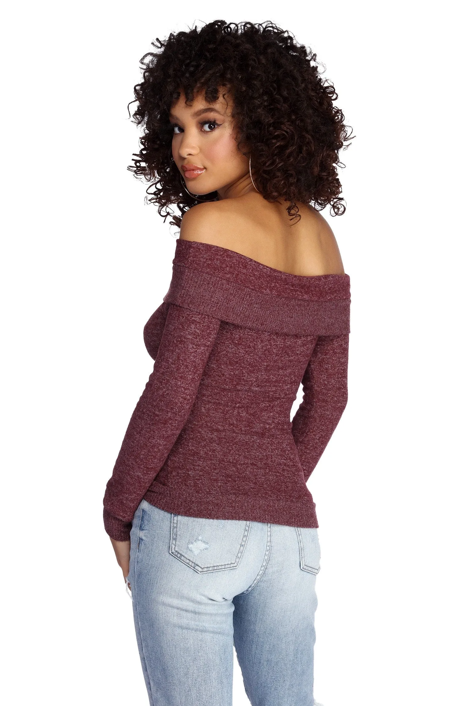 Cozy Fold Over Knit Top