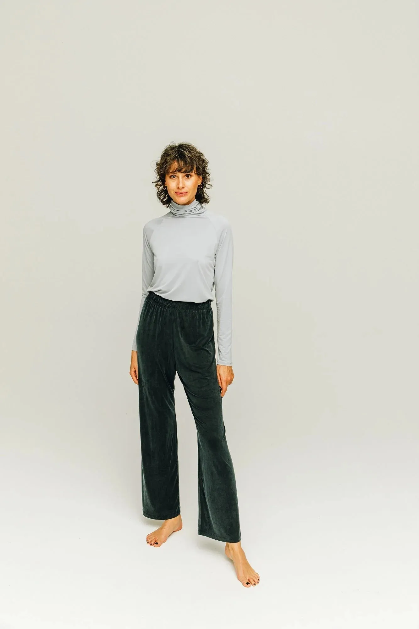 cupro pant - high waist - graphite