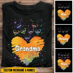 Cute Sweetheart Grandkids Grandma Mom Personalized T-shirt, Gift for Mother's Day