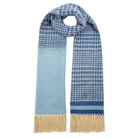 Dents Colour Block Panel Dogtooth Scarf - Royal Blue