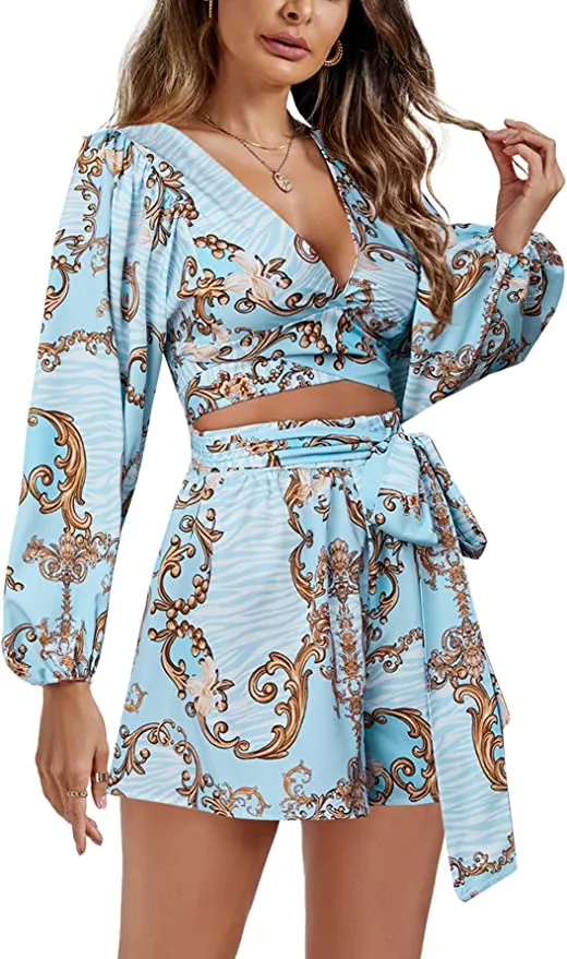 Destination Pink Floral Long Sleeve Shorts Romper