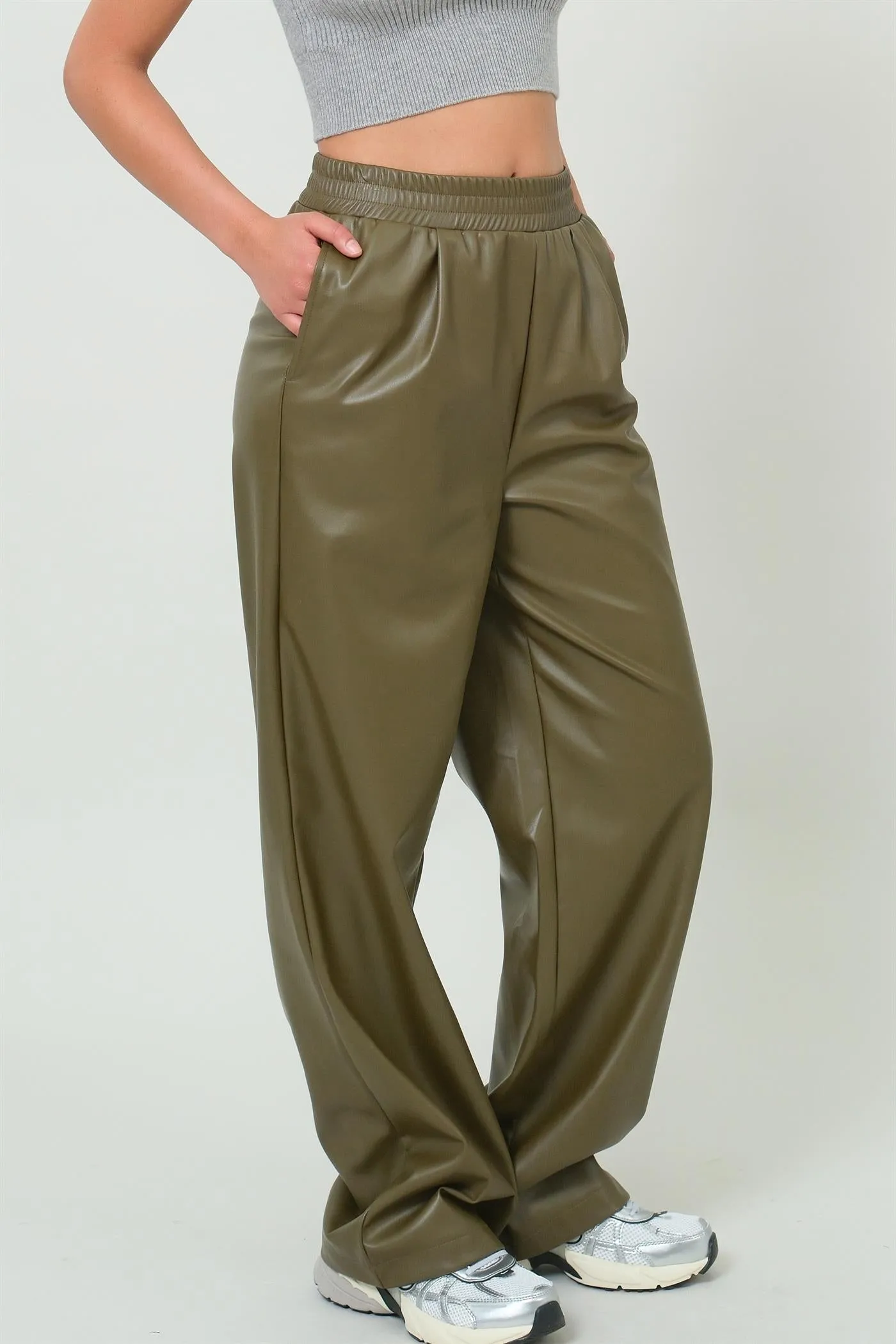 DZ24F552-Leather High Waist Pants