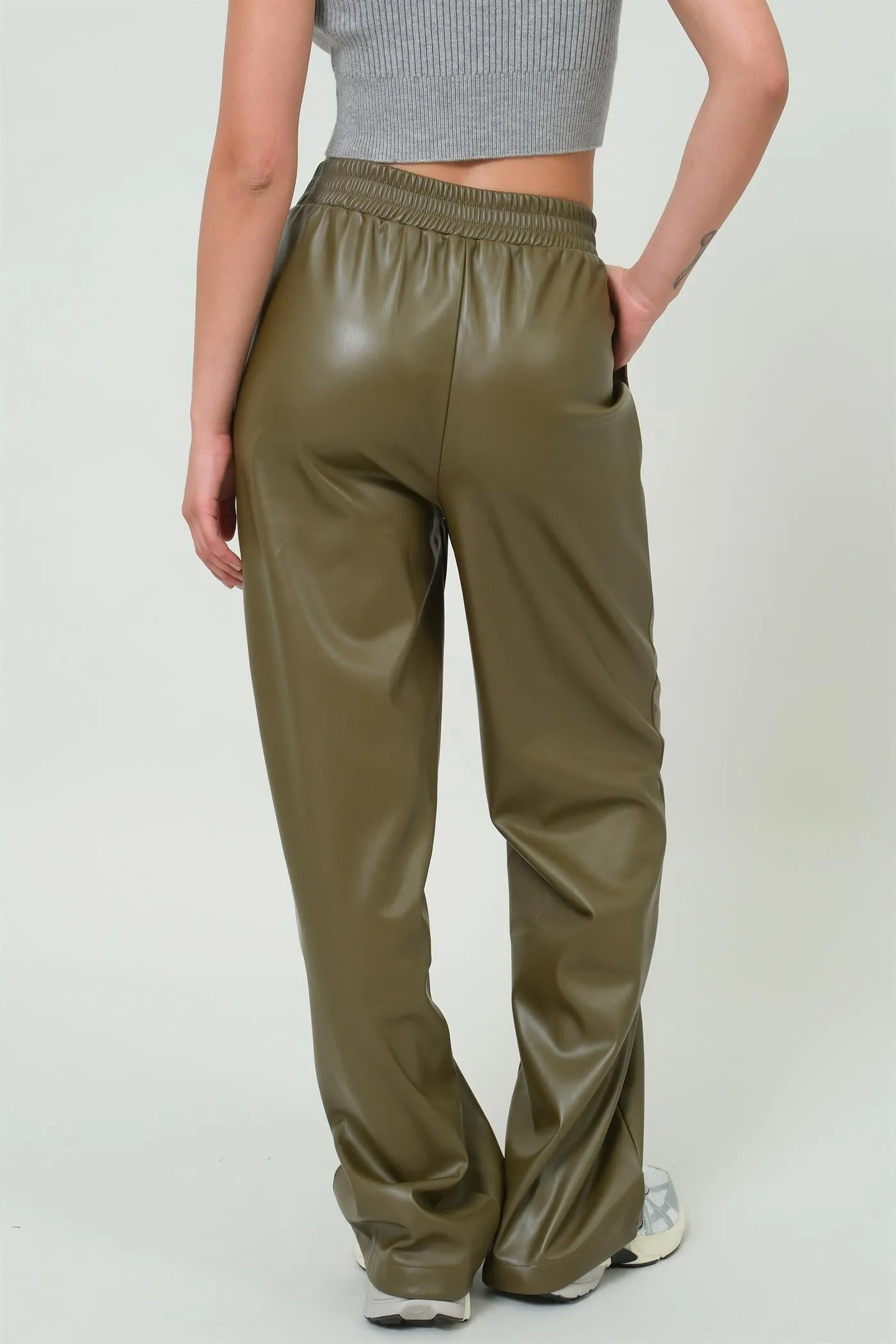 DZ24F552-Leather High Waist Pants