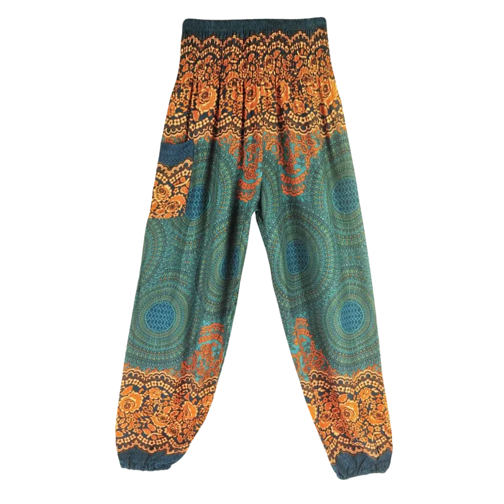 ETHNIC PRINT SMOCKED ALADDIN PANTS FOR LADIES