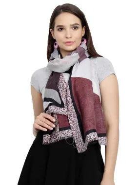 FabSeasons Peach Cotton Viscose Abstract Printed Soft & Stylish Scarf