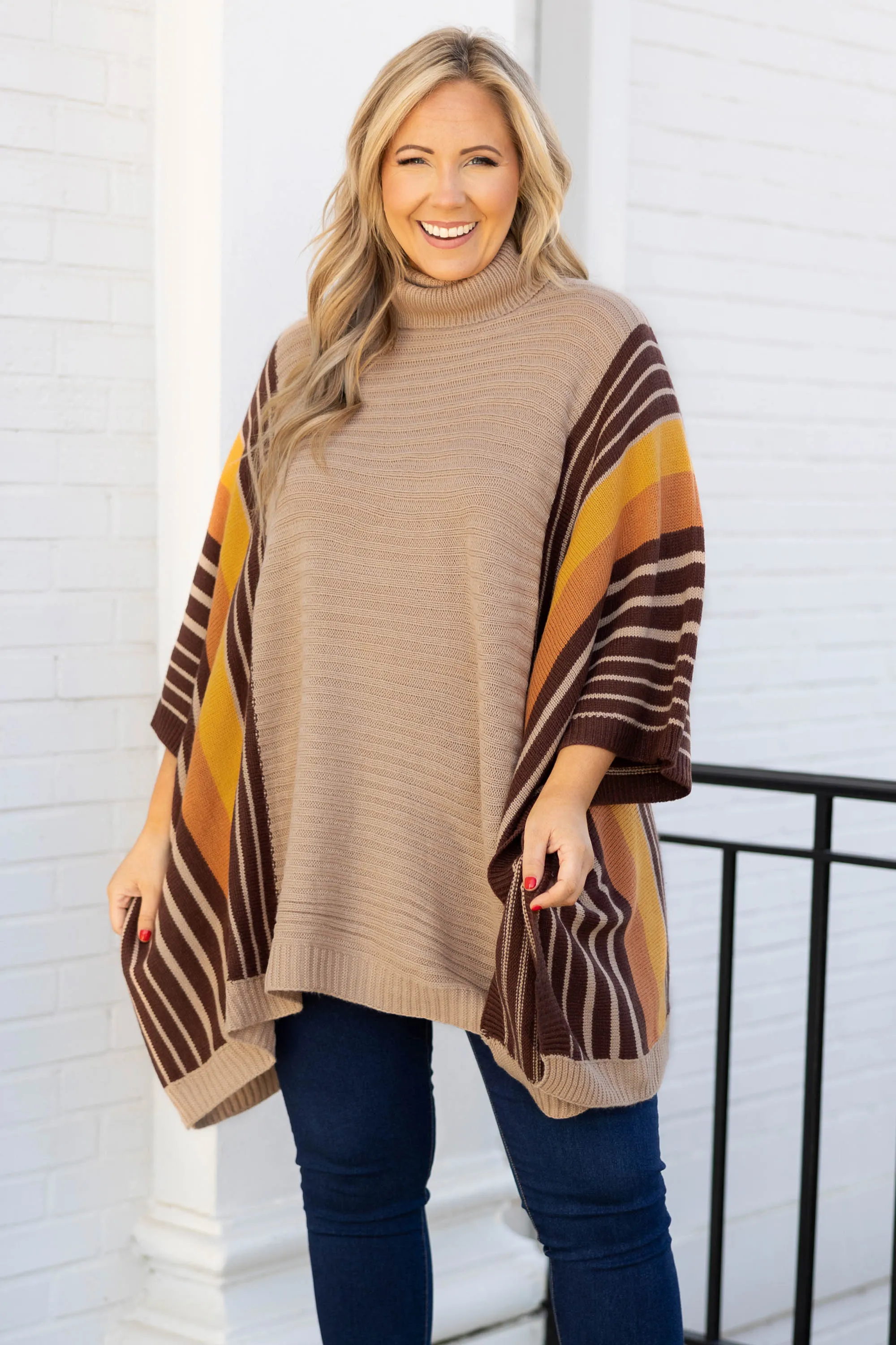 Feeling Wonderstruck Poncho, Taupe