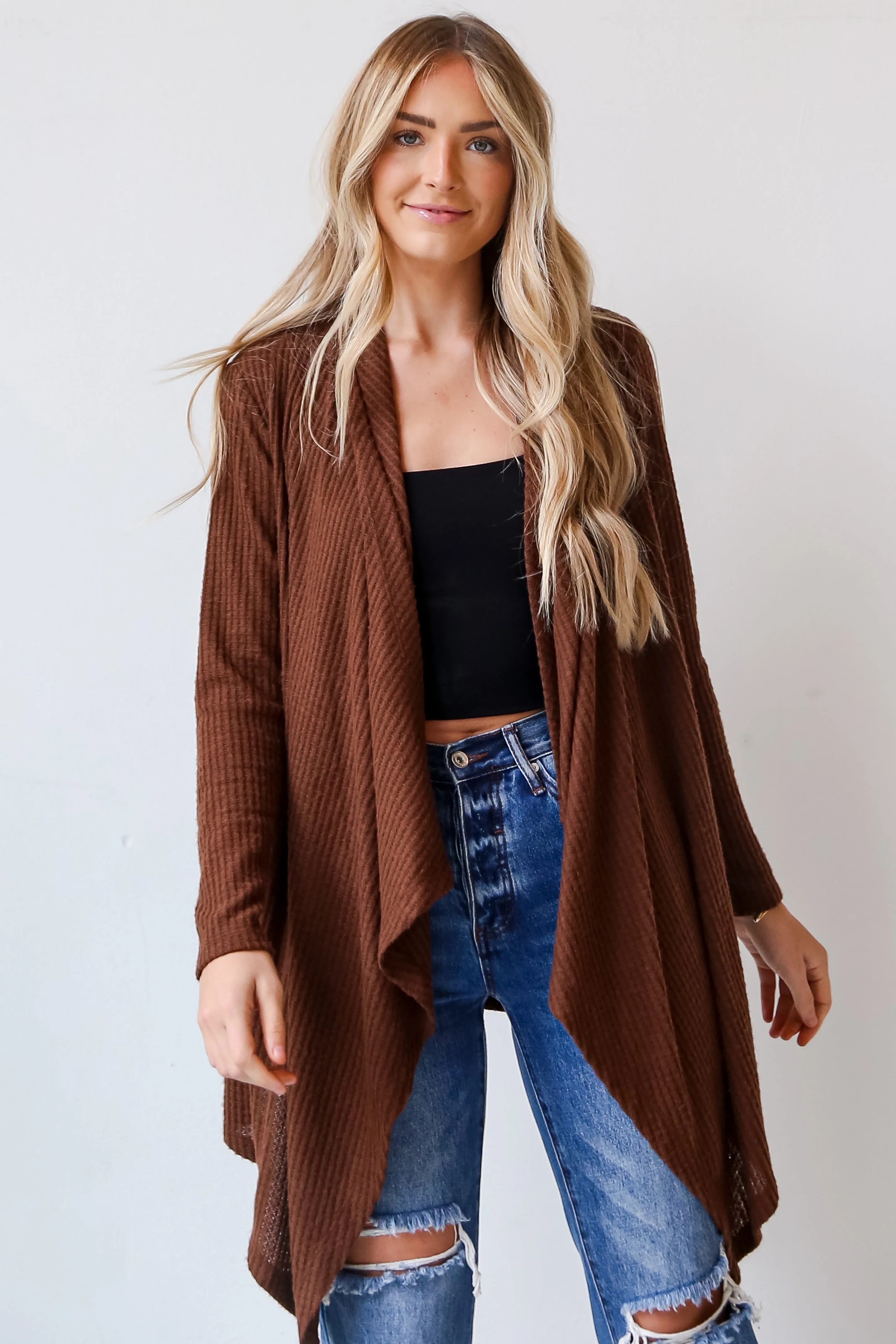 FINAL SALE - Corinne Brushed Waffle Knit Cardigan - DOORBUSTER