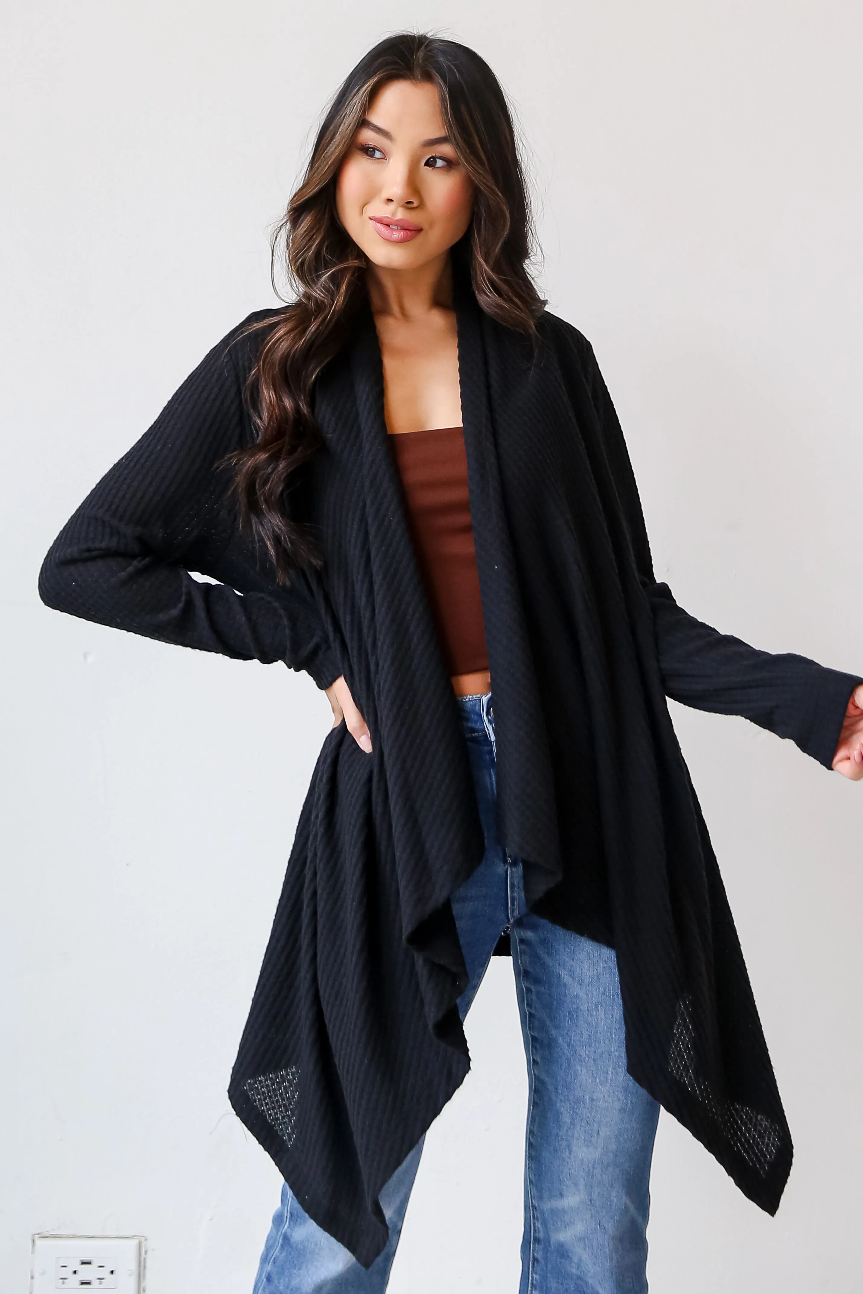 FINAL SALE - Corinne Brushed Waffle Knit Cardigan - DOORBUSTER