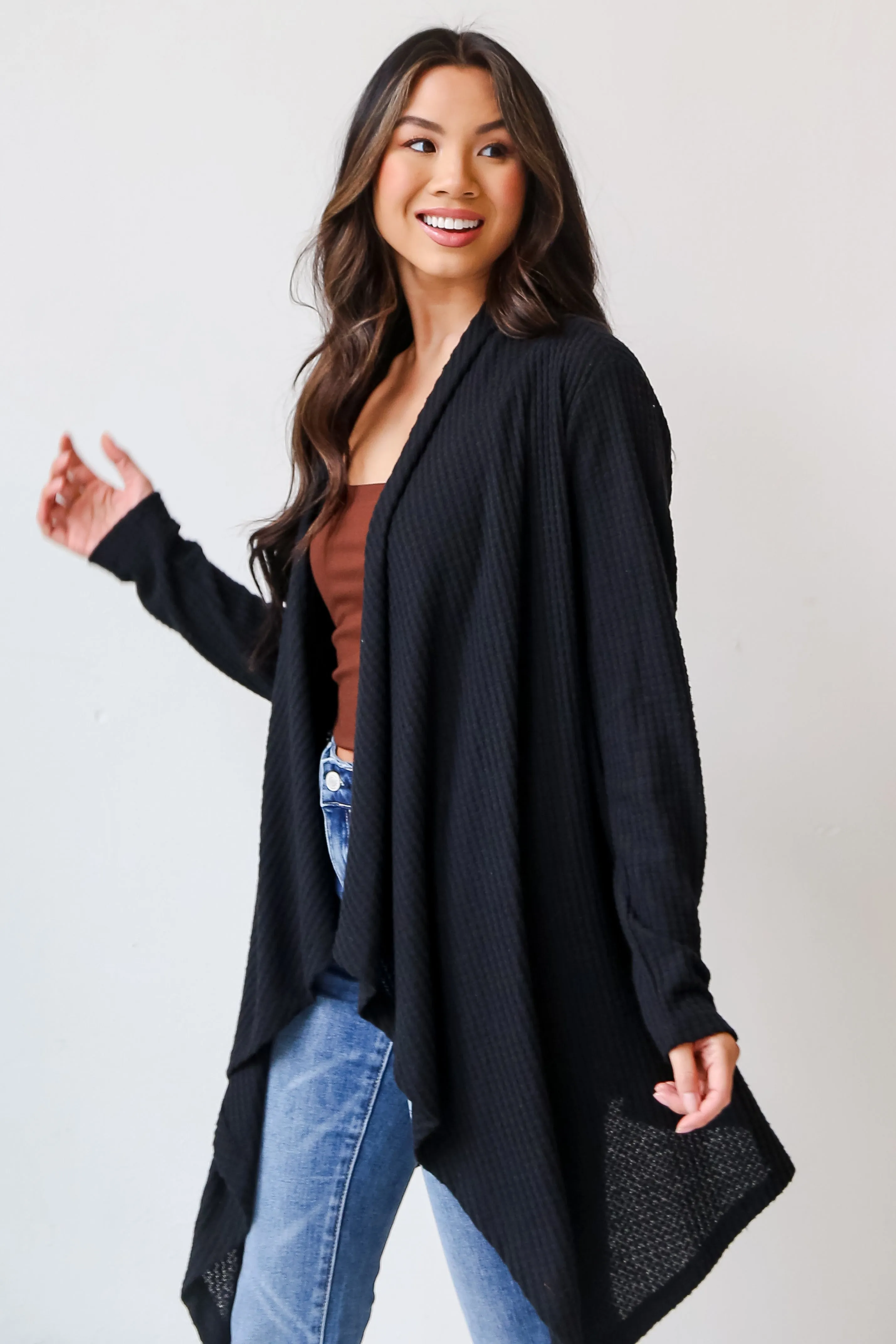 FINAL SALE - Corinne Brushed Waffle Knit Cardigan - DOORBUSTER