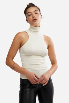 Free People Always Ready Seamless Turtleneck Tank in Ivory