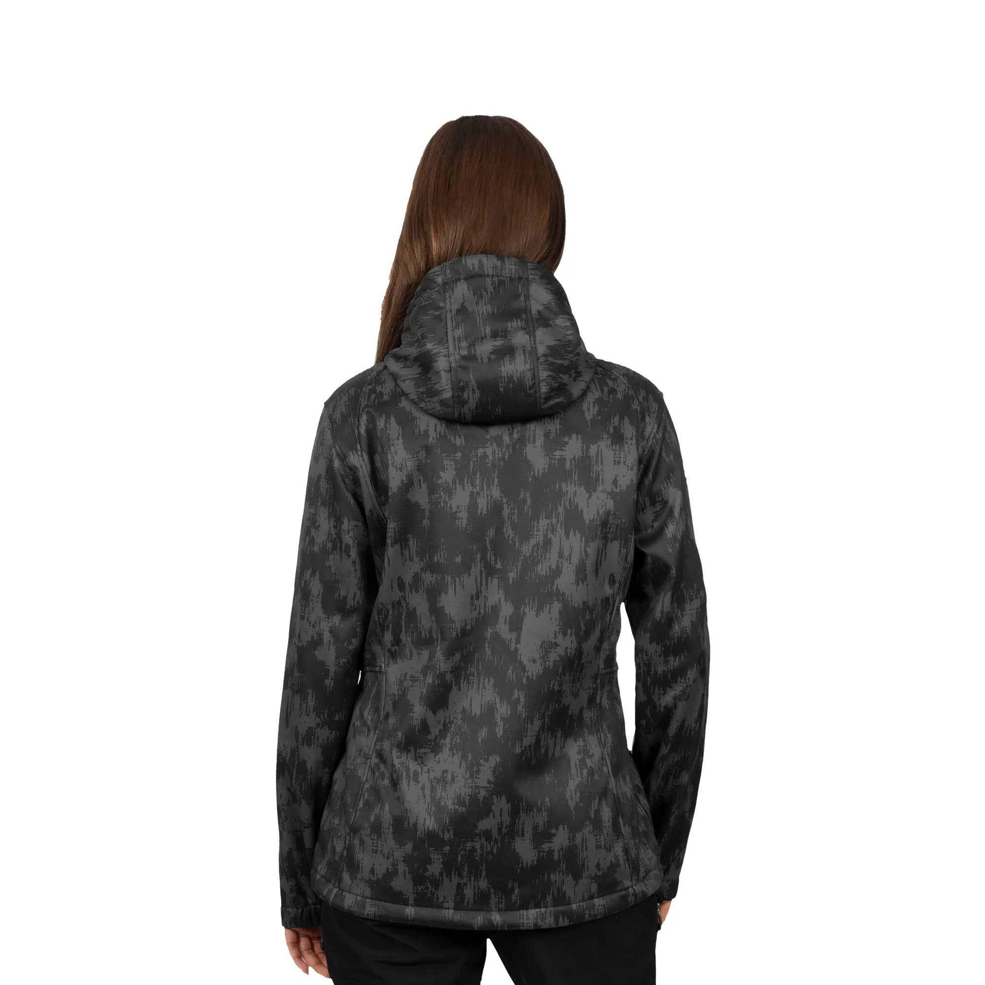 FXR  Womens Ridge Softshell Hoodie Black Fiber Polyester Fleece Waterproof