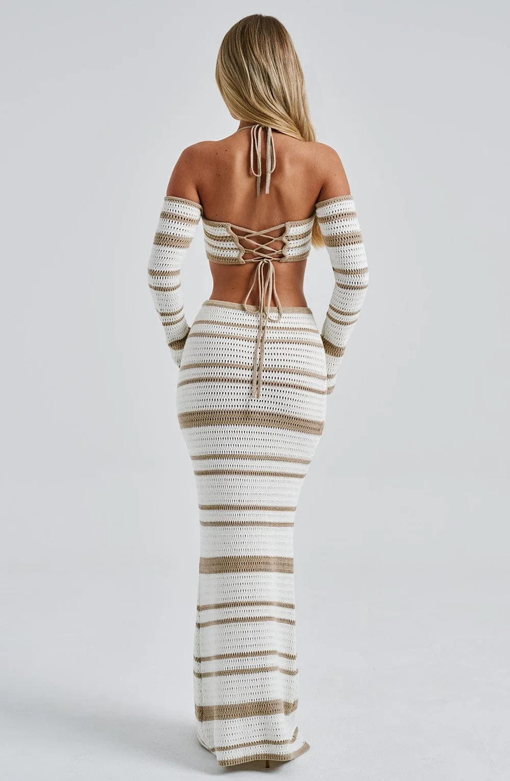 Georgia Maxi Skirt - Beige/White