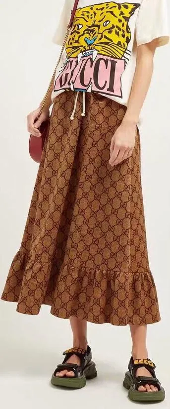 GG-Print High-Rise Maxi Skirt