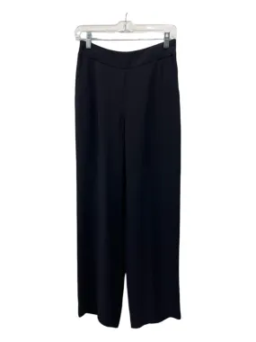 Giorgio Armani Size 40 Black Silk Trouser Side Zip High Waist Wide Leg Pants