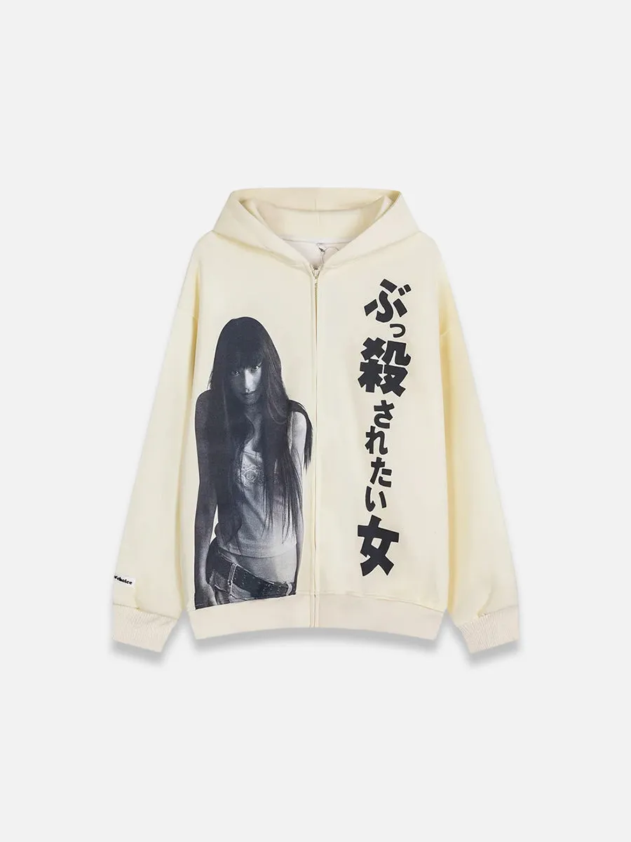 Girl Print Zip-up Hoodie