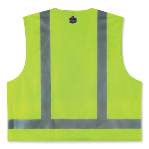 Glowear 8249z-s Single Size Class 2 Economy Surveyors Zipper Vest, Polyester, Small, Lime