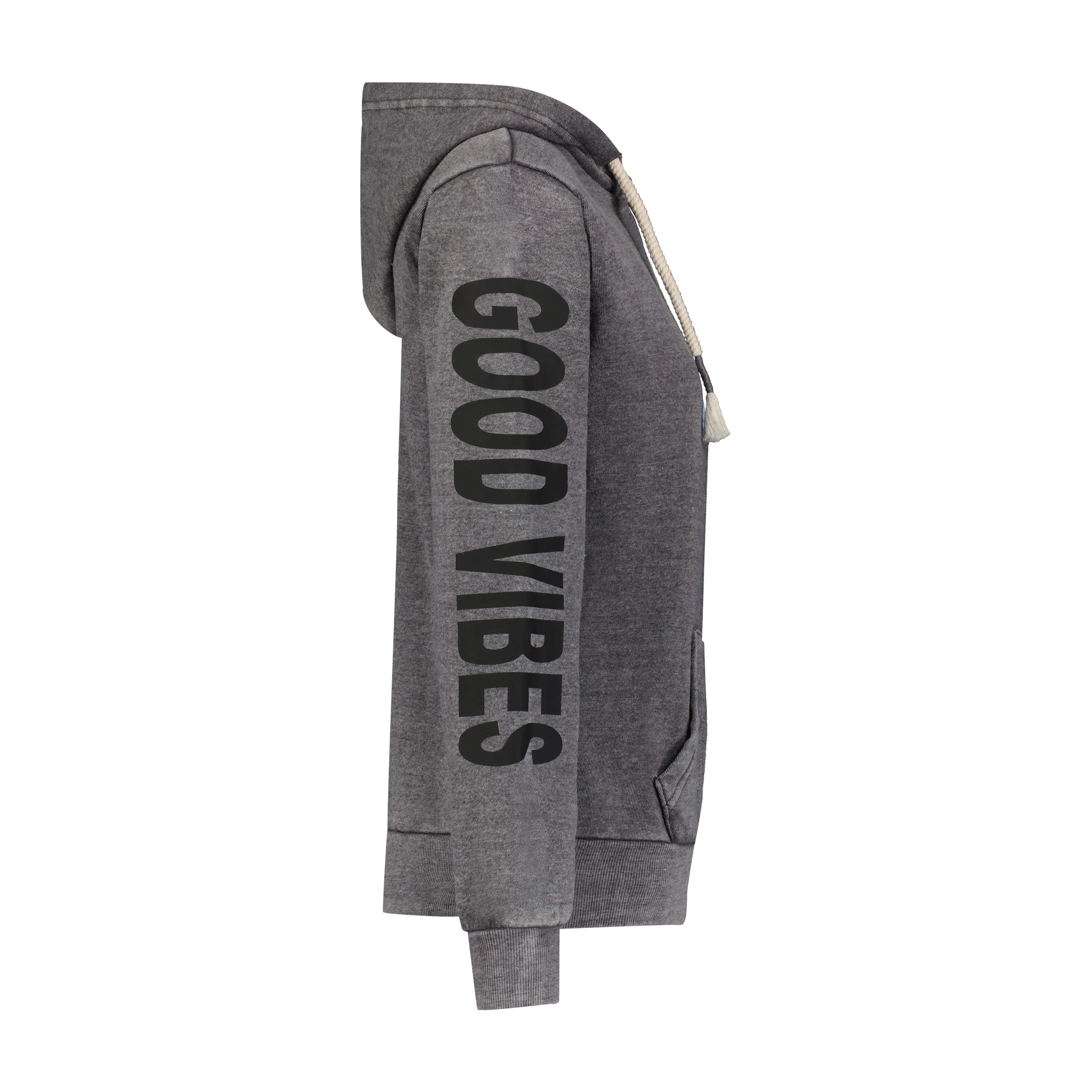 Good Vibes Smile Grey Zip Up Hoodie