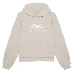 GREY RIPPED LOGO HOODIE