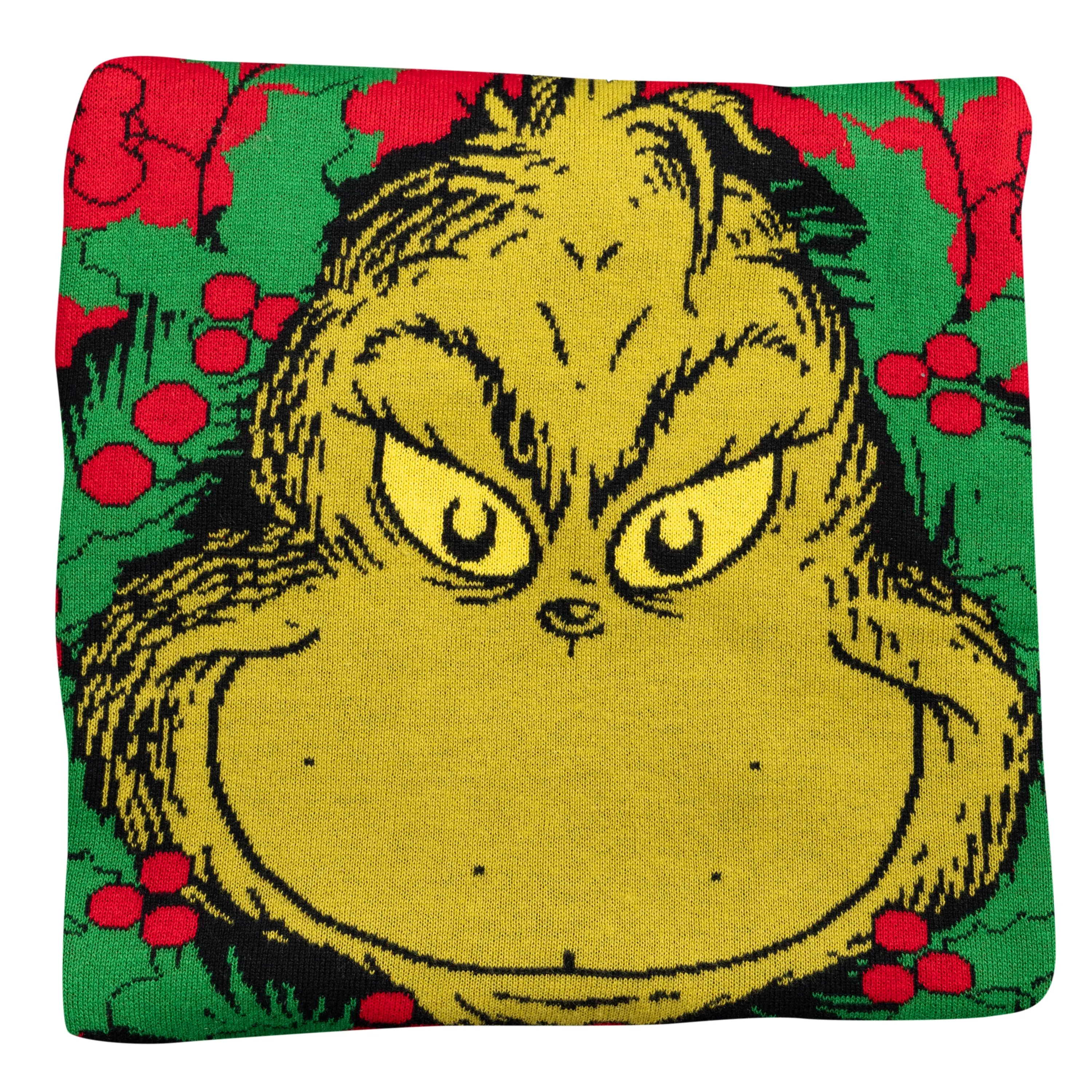 Grinch Head Santa Hat Wreath Sweater