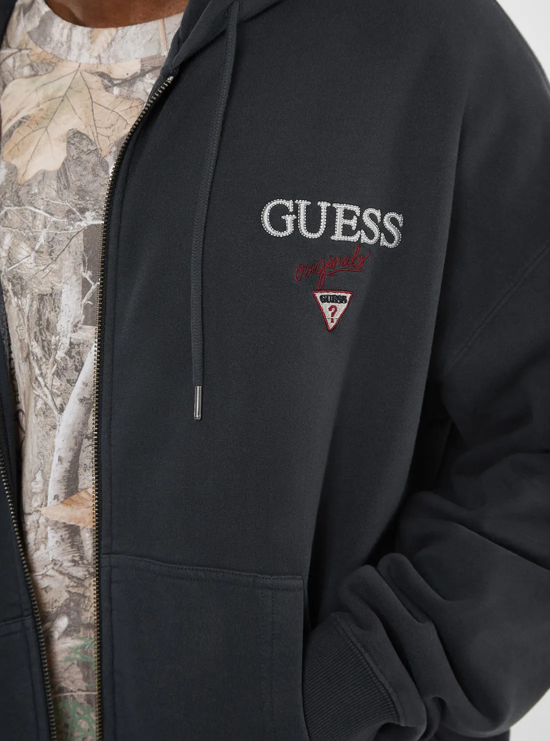 Guess Originals Black Stacked Logo Hoodie