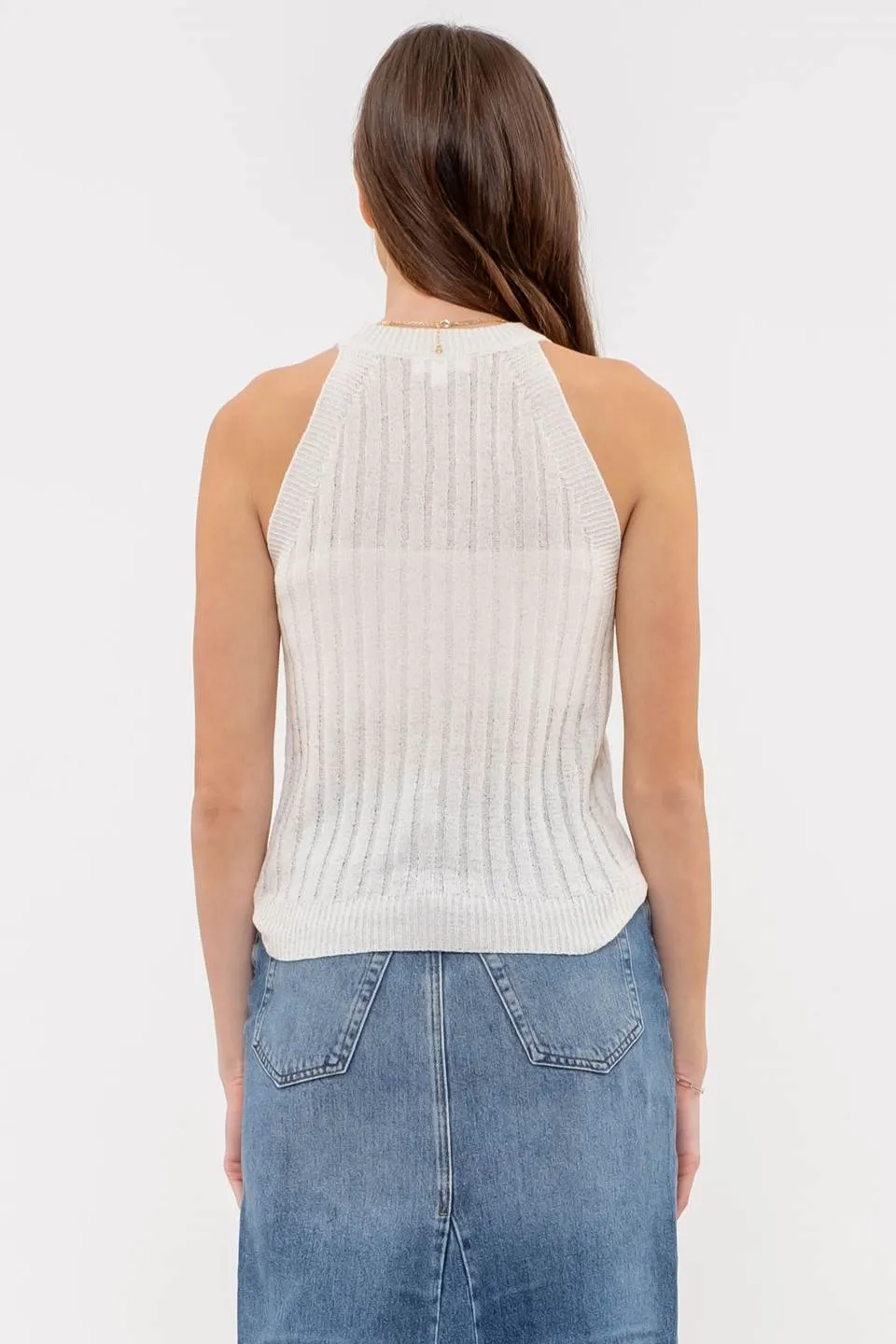 HALTER CROCHET KNIT TANK TOP