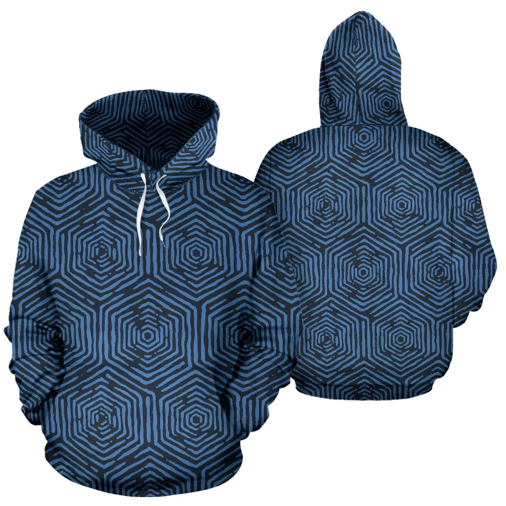 Hexagon Doodle - Blue | Hoodie | Mandalazed