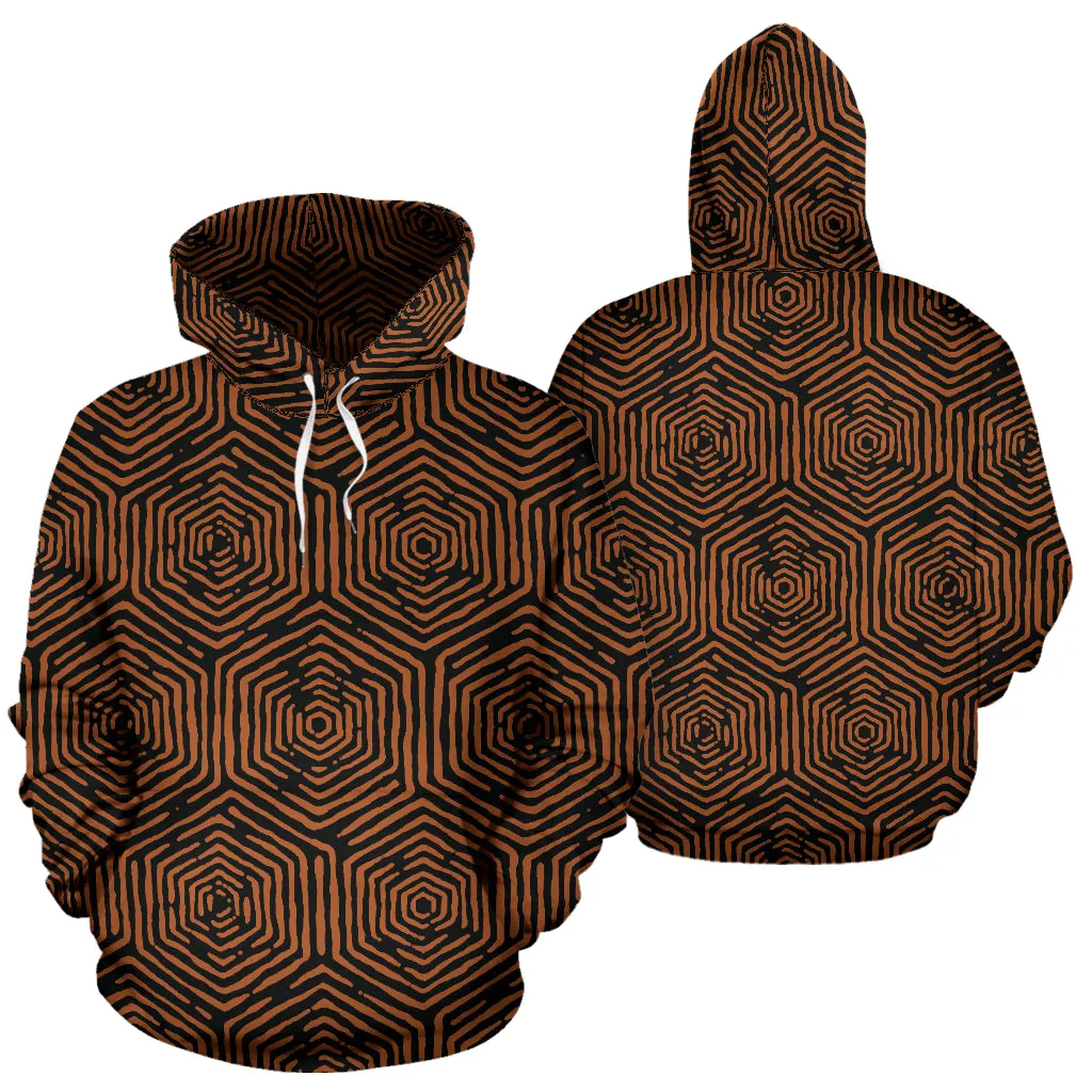 Hexagon Doodle - Orange | Hoodie | Mandalazed