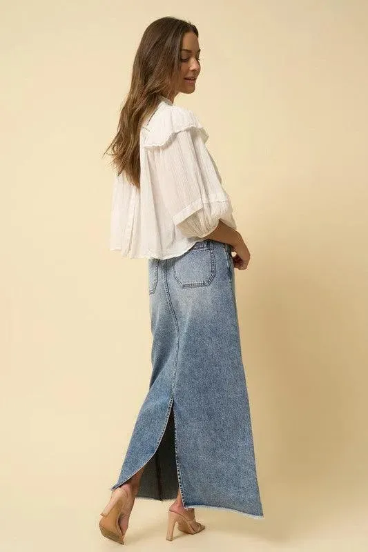 High Rise Flared Maxi Skirt