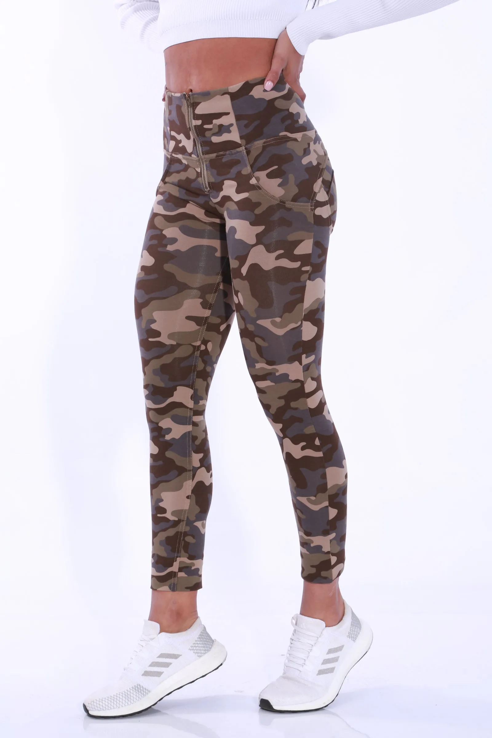 High waist Butt lifting Shaping pants - Brown Camo