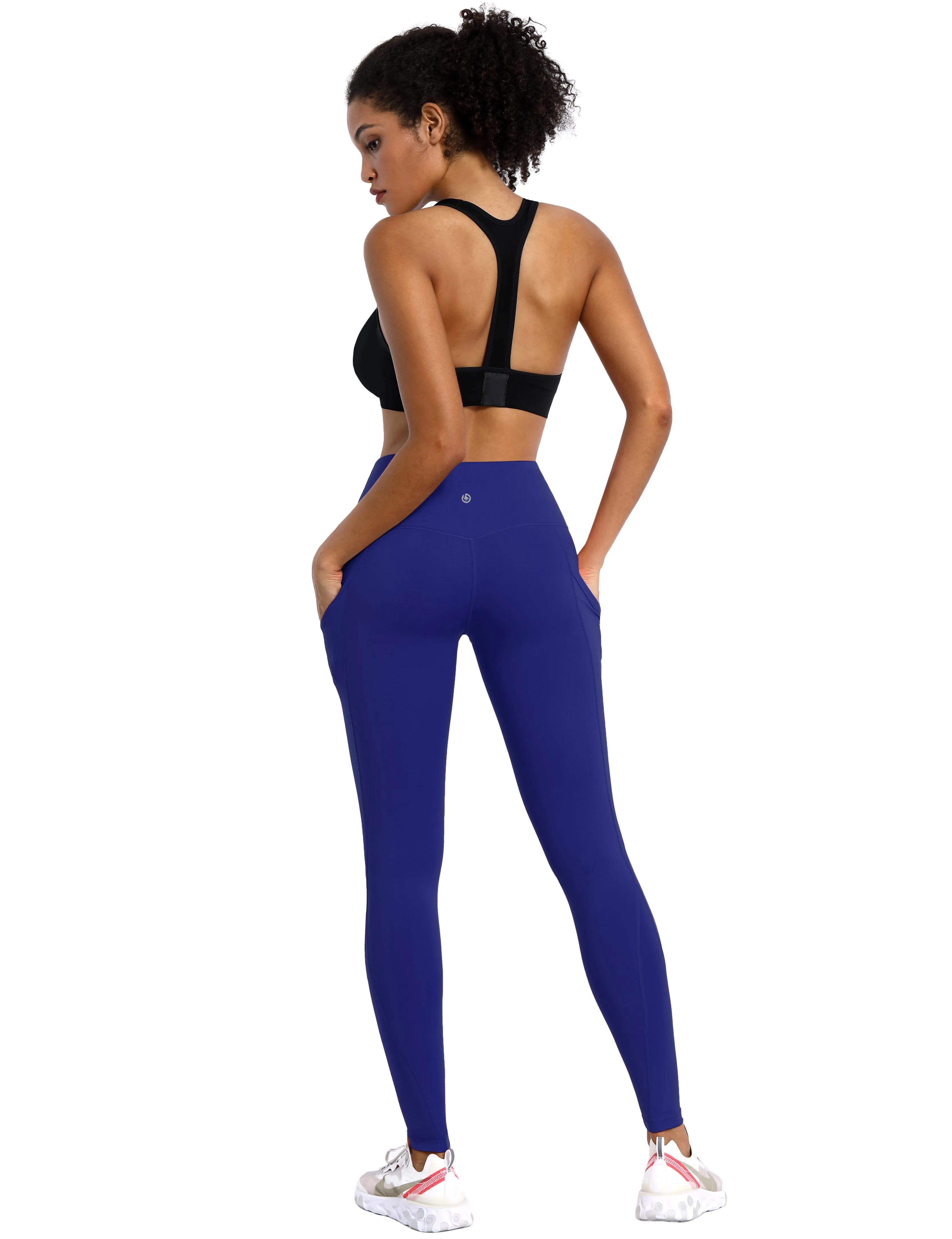 High Waist Side Pockets Yoga Pants navy