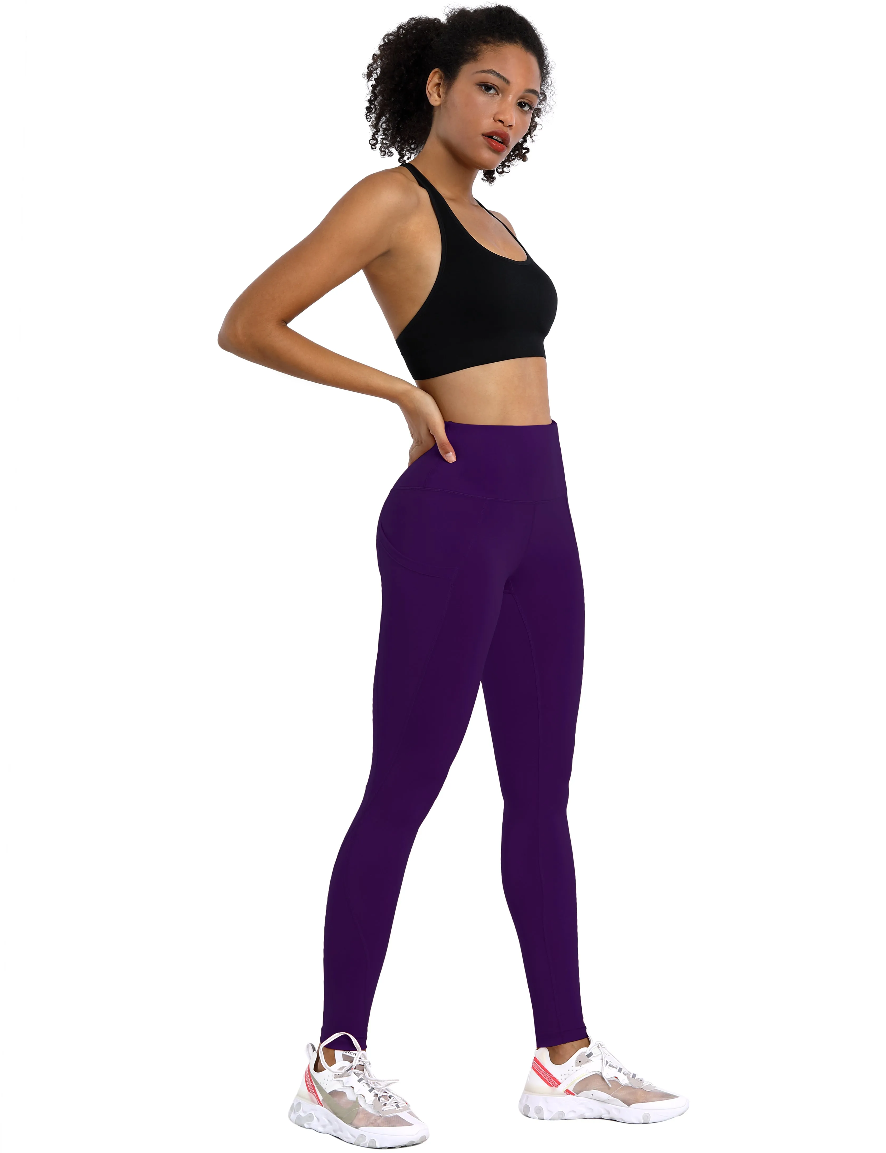 High Waist Side Pockets yogastudio Pants pansypurple_yogastudio