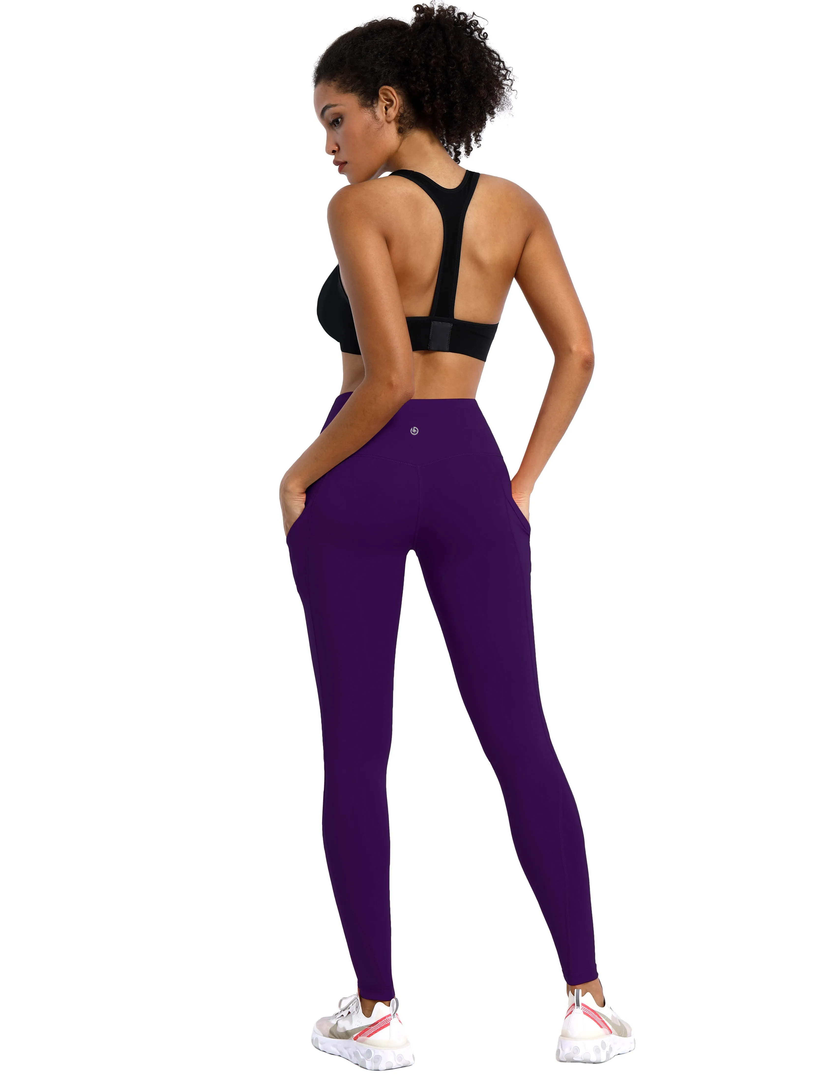 High Waist Side Pockets yogastudio Pants pansypurple_yogastudio