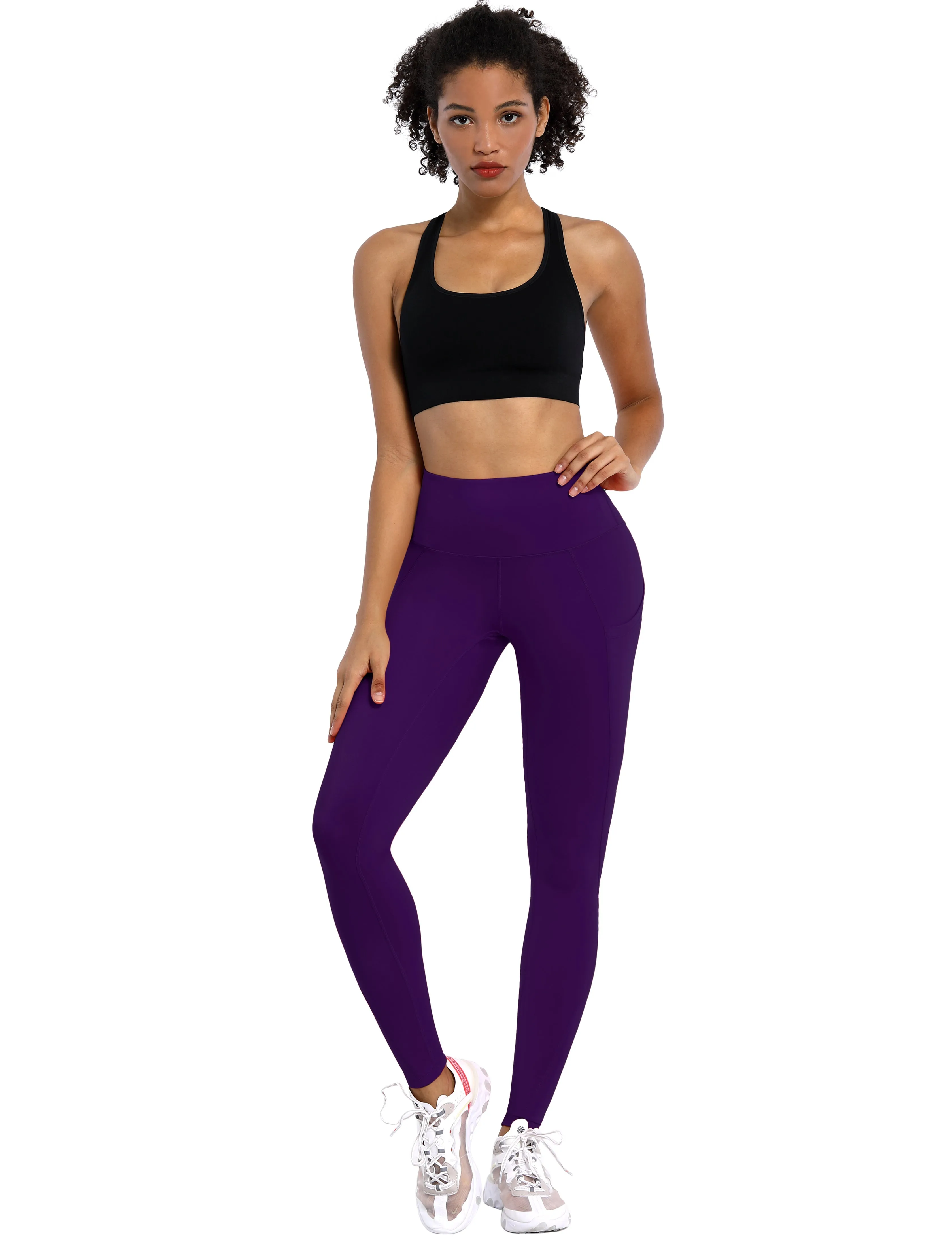 High Waist Side Pockets yogastudio Pants pansypurple_yogastudio