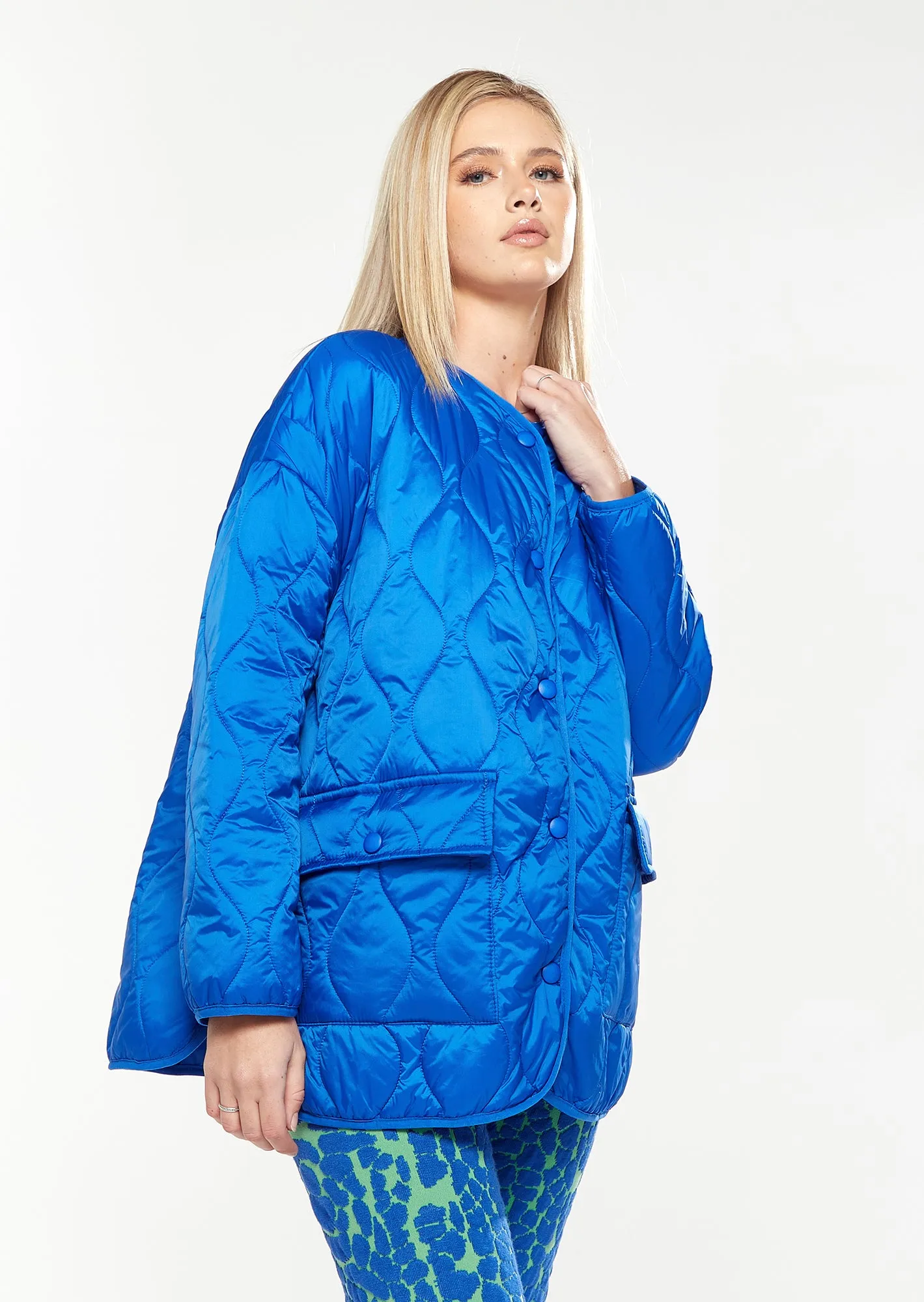 House Of Holland Quilted Jacket In Blue