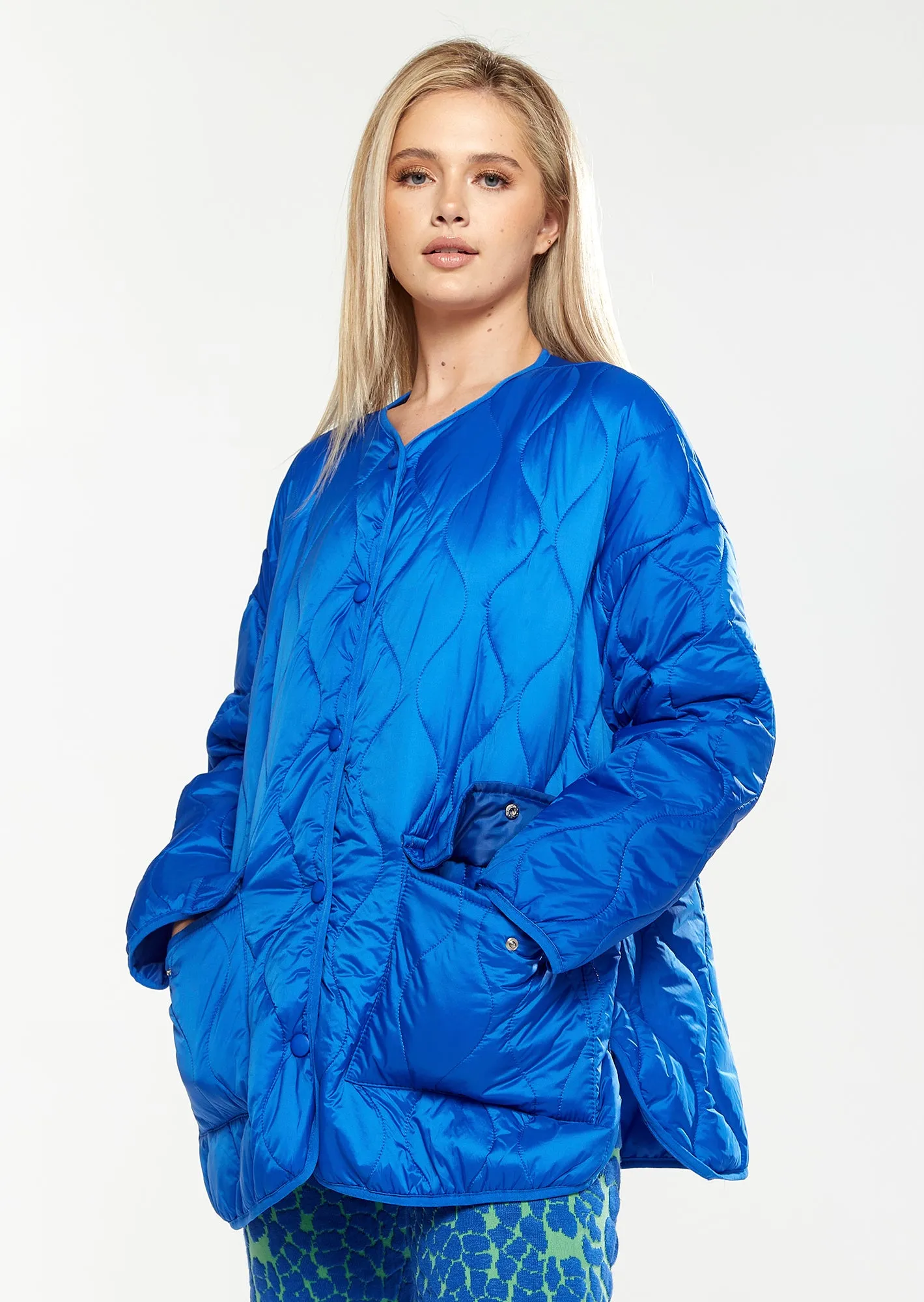 House Of Holland Quilted Jacket In Blue