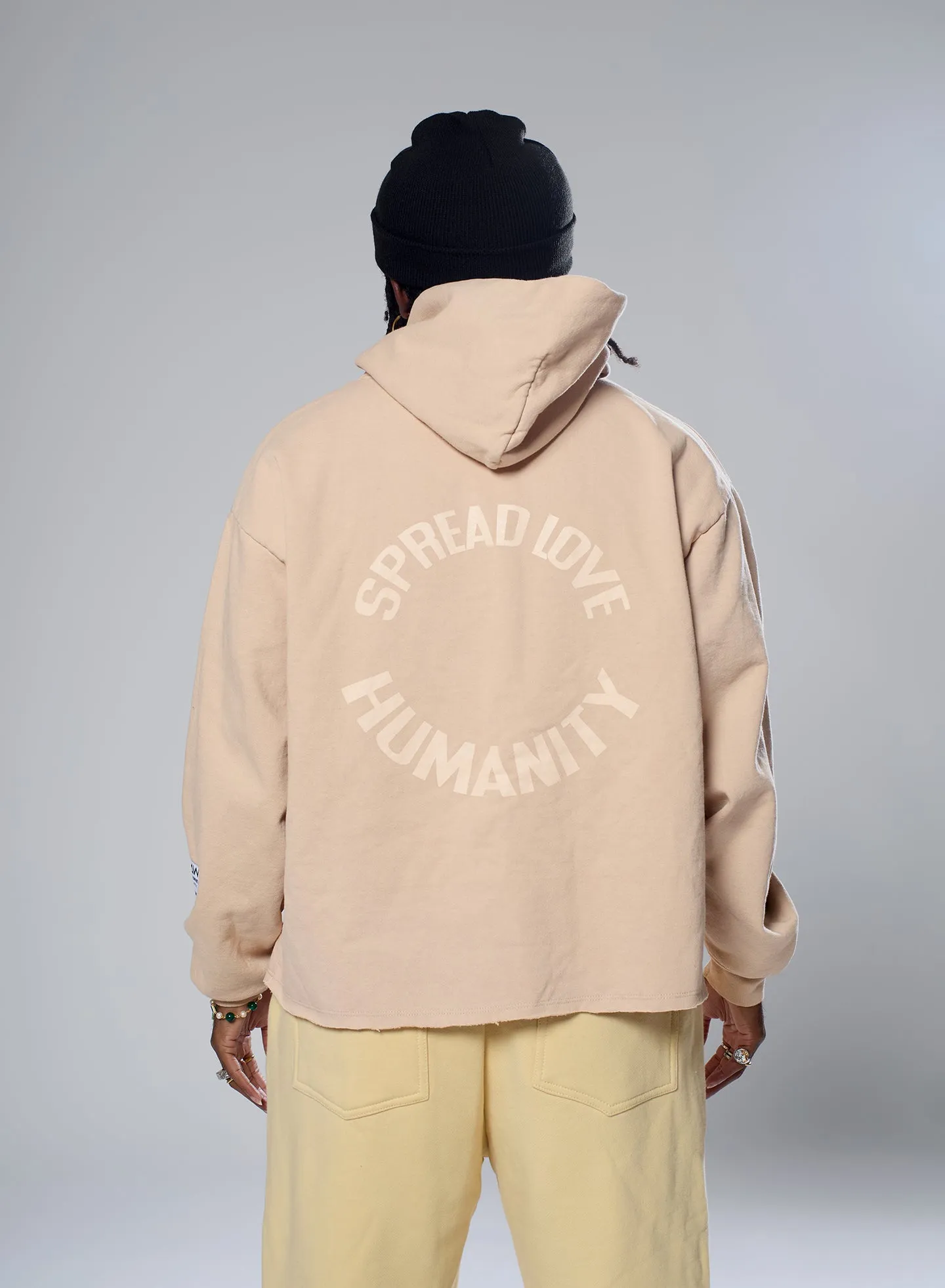 HUMANITY CROP HOODIE TAN