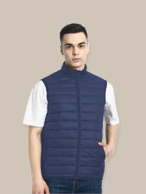 Hummel Venne Men Blue Sleeveless Bomber Jacket