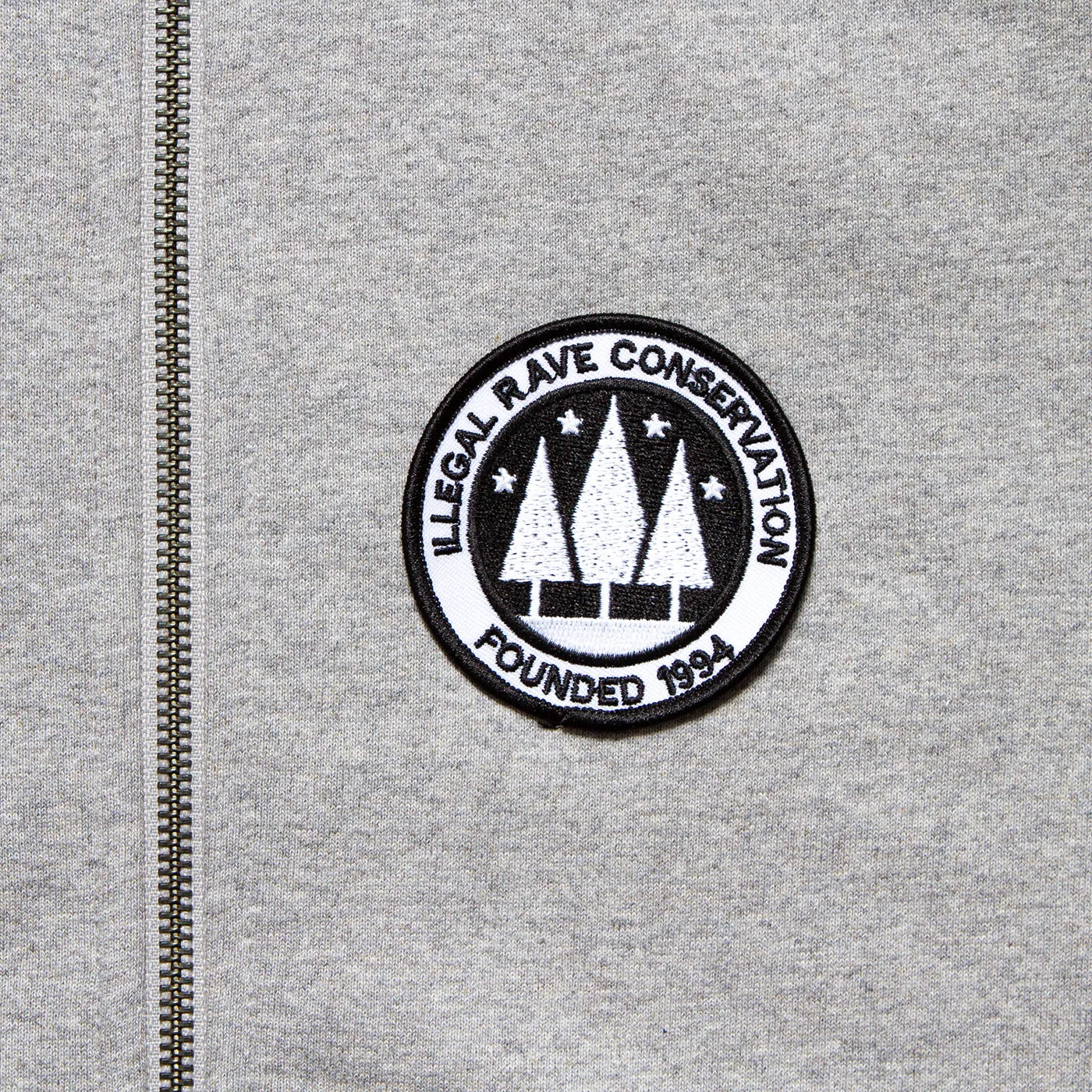 Illegal Rave Crest - Zipped Hood - Grey