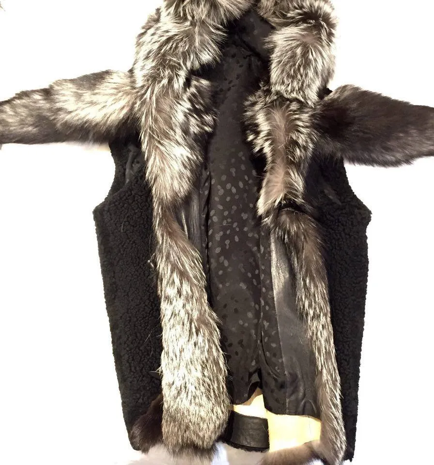 Jakewood Shearling Silver Fox Tail Vest