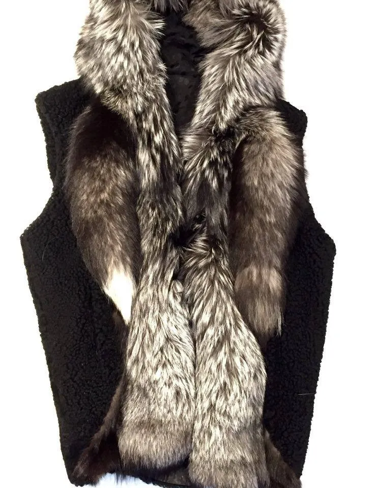 Jakewood Shearling Silver Fox Tail Vest