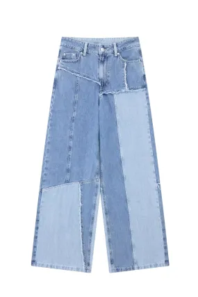 'Josie' High-Waist Patchwork Denim Jeans