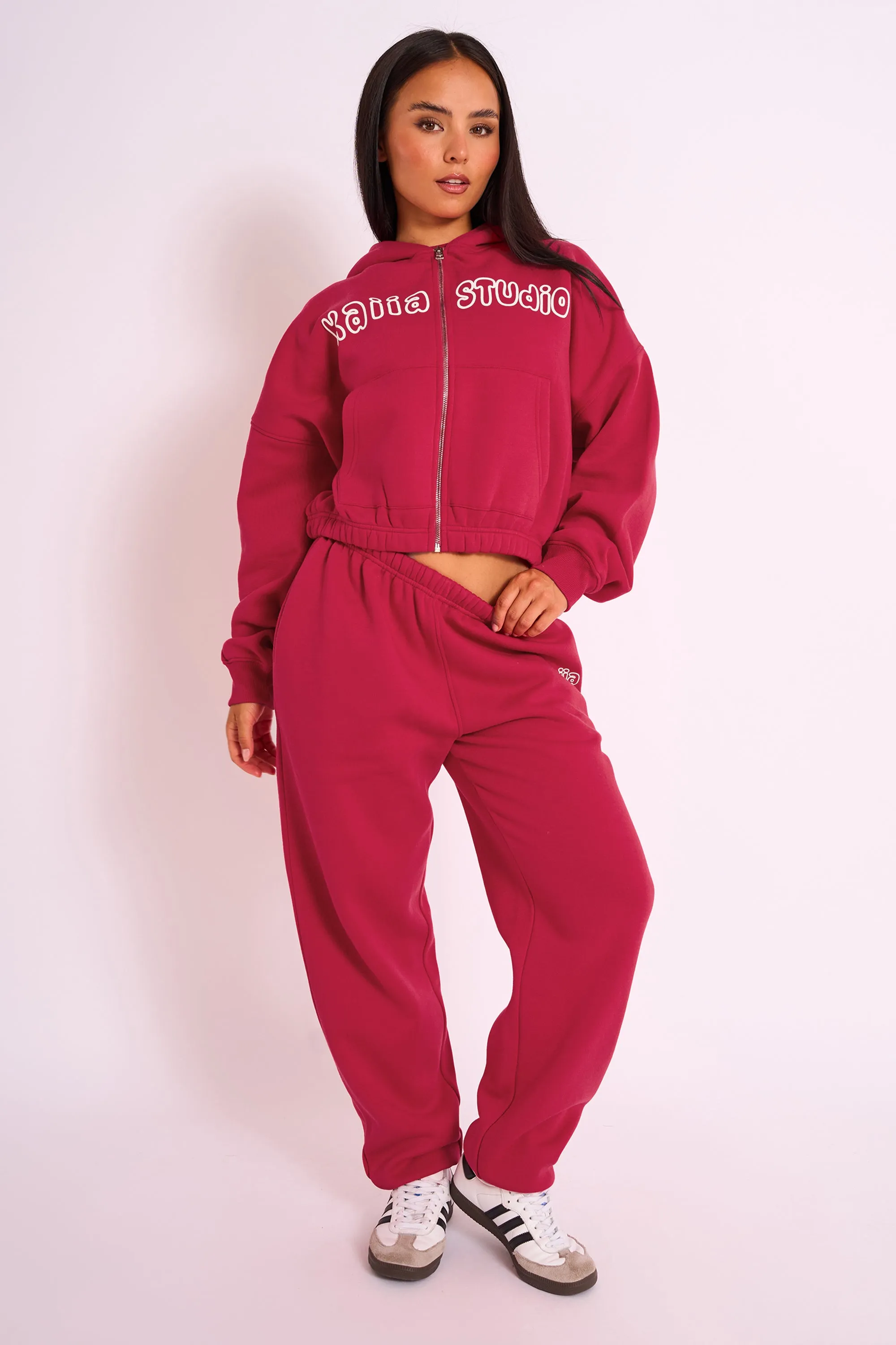 Kaiia Studio Bubble Logo Zip Through Hoodie Red