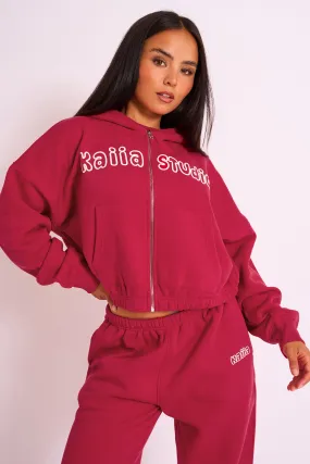 Kaiia Studio Bubble Logo Zip Through Hoodie Red