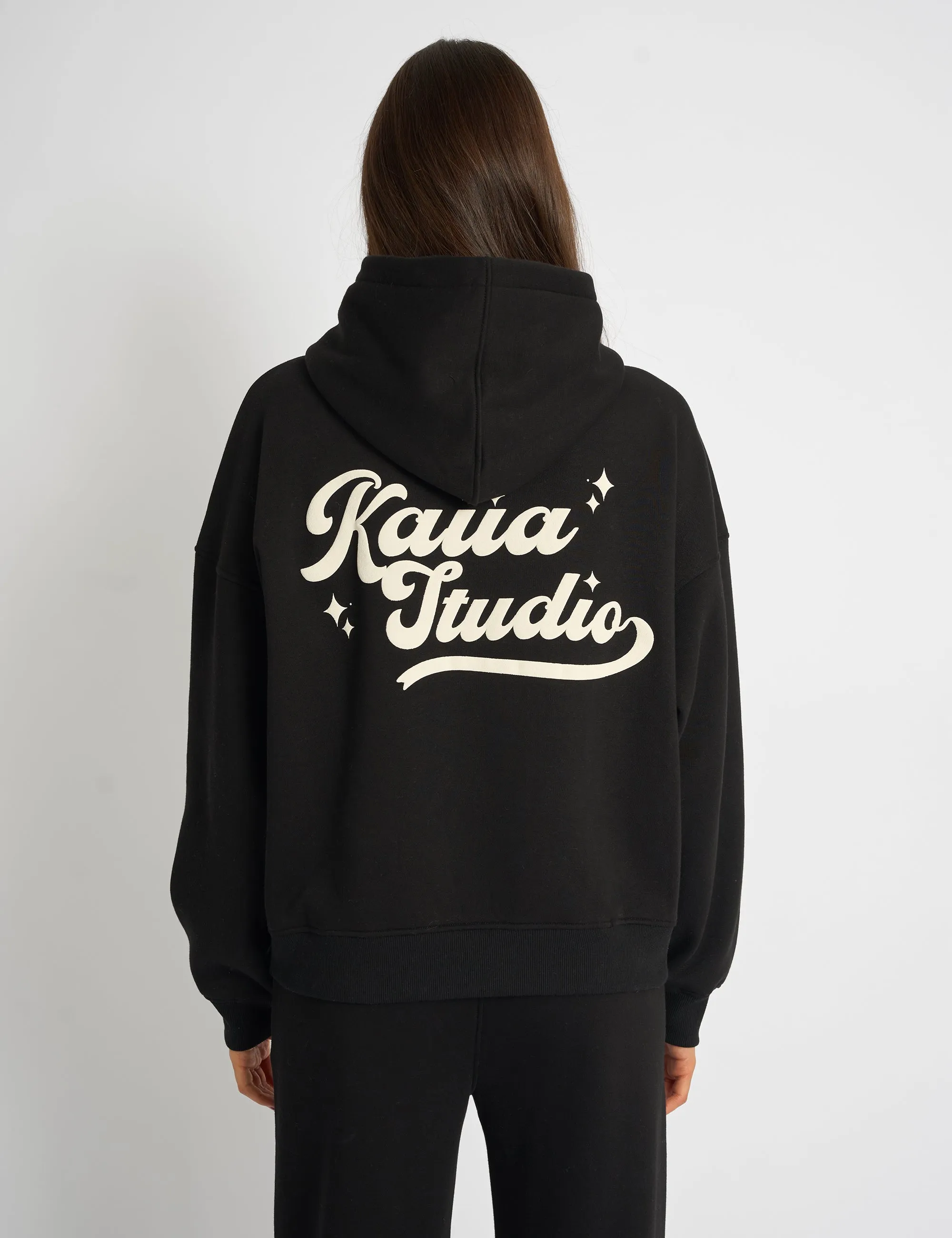 Kaiia Studio Bubble Script Oversized Hoodie Black & Cream