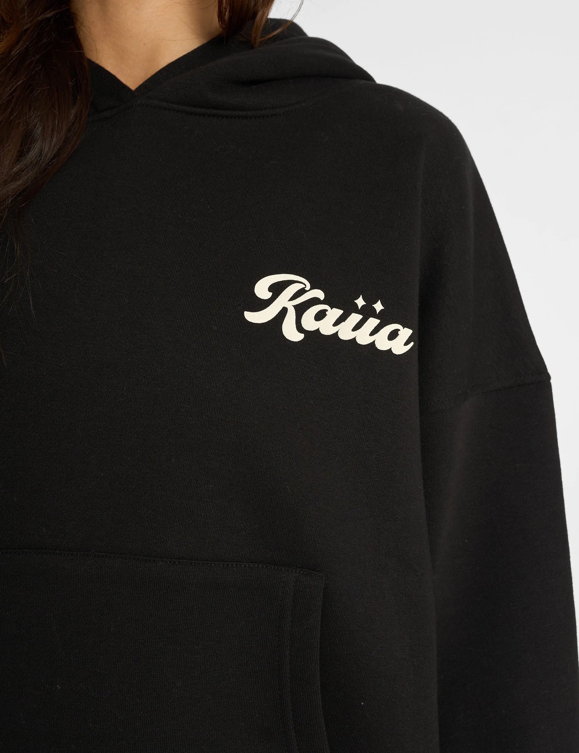 Kaiia Studio Bubble Script Oversized Hoodie Black & Cream