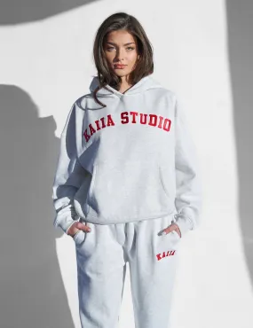 Kaiia Studio Oversized Hoodie Light Grey Marl & Red