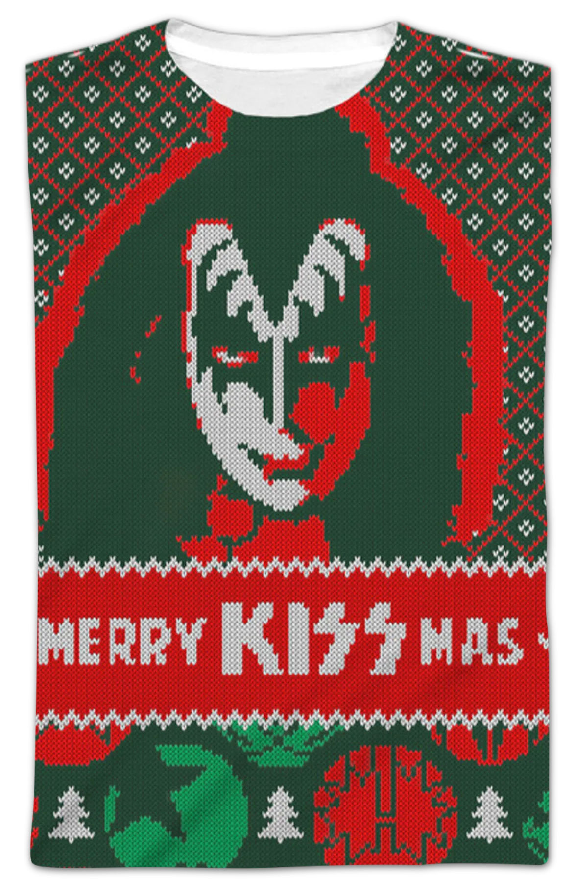 Kiss Band Ugly Faux Christmas Sweater Long Sleeve Tee