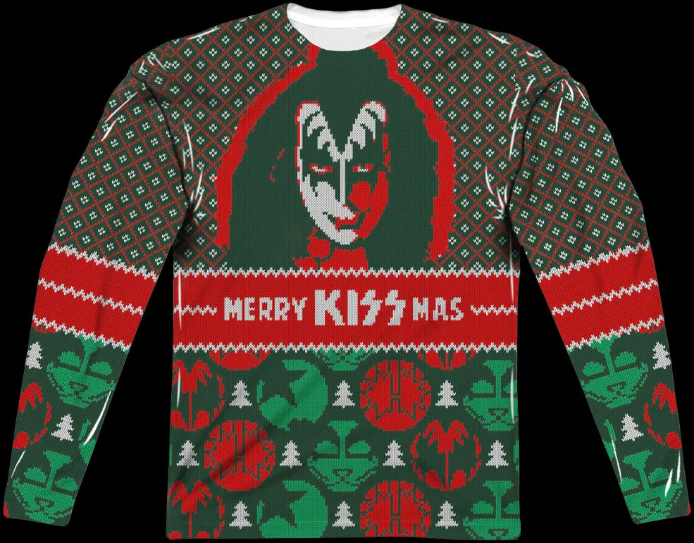 Kiss Band Ugly Faux Christmas Sweater Long Sleeve Tee