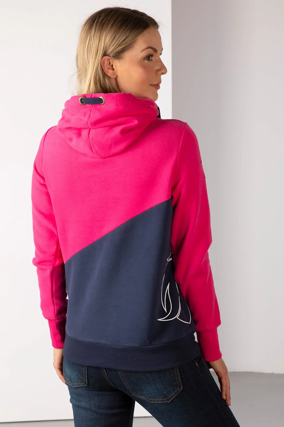 Ladies Diagonal Cross Neck Hoody